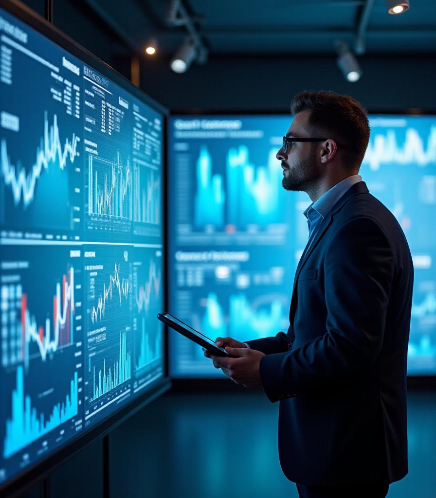 Consultant presenting data analytics